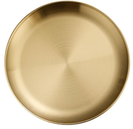 Zhangpu Edelstahlteller, Goldene Runde Teller, Metall-Essteller, Geschirr für Zuhause, Picknick, Camping Im Freien, Spülmaschinenfest (58mm)