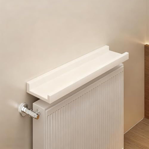 DTWEFF Wooden Radiator Shelf Maximize Space, Indoor Over Radiator Shelfs Heat Covers, Multi-Purpose Radiator Shelf for Living Room Bedroom Hallway(White,60x15cm/24x6in)