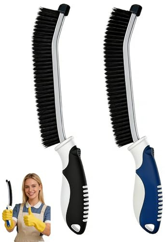 2Pcs Crevice Cleaning Brush,Non-Slip Grip,Scratch-Resistant Cap(Black,Blue) | Removes Mould & Limescale,Cleaning Brushes for Small Spaces & Awkward Places,Magic Brush,Grout Brush,Gap Brush,Sink Brush
