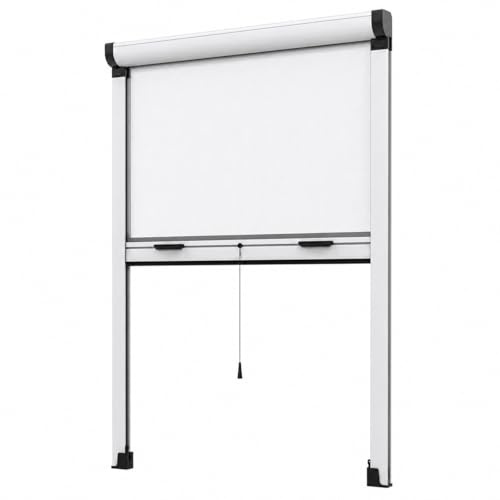 Zanzariera per Finestra a Rullo Verticale con Frizione Riducibile Tagliabile in Altezza e Larghezza Kit Fai da Te Telaio in Alluminio Rete Fibra di Vetro Anti insetti (Bianco, 80x170cm)