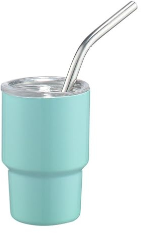 YUGSHNKFC Gobelets sous vide en acier inoxydable de 2 oz, tasse de voyage avec couvercle et paille, tasse de voiture réutilisable, bouteille d ' eau, tasse à café glacé, voiture en acier inoxydable