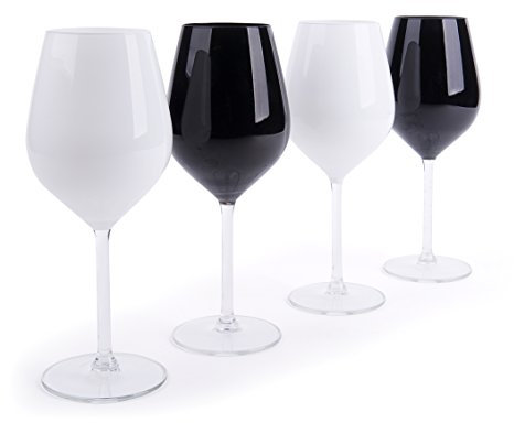 Excelsa Color Wine Lot de 4 verres à vin Blanc et noir