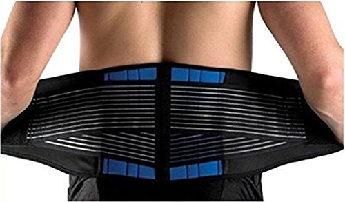 SUAVER Deluxe Neoprene Doppelriemen Rückenbandage Verstellbarer Taillen Trimmer Gürtel,Lendenwirbelstütze Bauch Bandage Linderung bei Ischias für Herren und Damen(Schwarz, L / 32-36)
