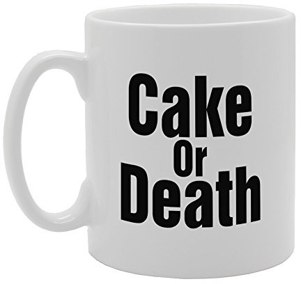 MG3283 Cake Or Death Novelty Gift Printed Tea Coffee Ceramic Mug