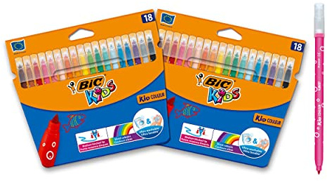 Bic 962702 Couleur Felt Tip Colouring Pen - Multi-Colour 18 Count (Pack of 2)