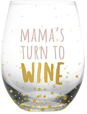 Pearhead Mamas Turn to Wine Stemless WIne Glass, Mother's Day Gifts, Large, 15 oz