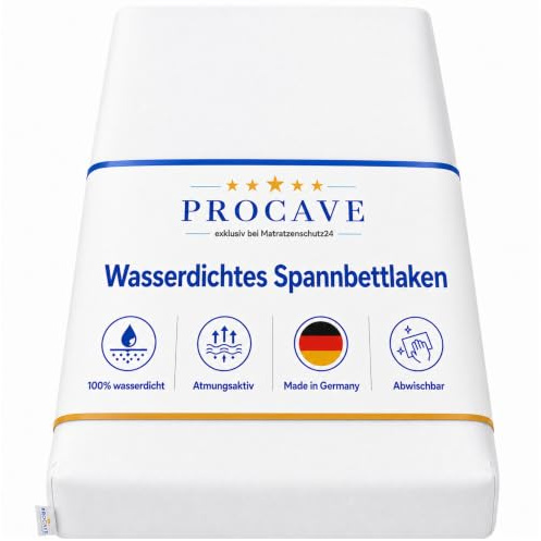 PROCAVE wasserdichtes Spannbettlaken in weiß, atmungsaktiv und abwischbar, pflegeleichter Matratzenschoner, Made in Germany, in 100x200 cm