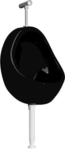 vidaXL Urinal Wandhängend mit Spülventil Pissoir Pissbecken Pinkelbecken Absaugeurinal Ablauf Badezimmer Top Spülung Keramik Schwarz 36x32x48cm