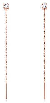 Orecchini Threader CZ Argento sterling Orecchini pendenti con zirconi cubici Orecchini pendenti a catena lunga Regalo per le donne il giorno di Natale, San Valentino, compleanno (Oro rosa, 6)