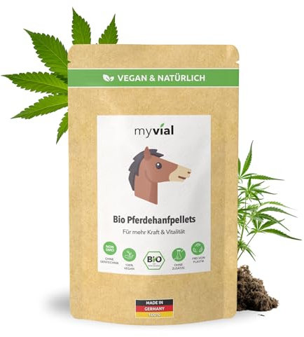 Bio Pferdehanf Futter 2,5 kg – Hanfpellets aus Deutschland – Ergänzungsfuttermittel für Pferde – reich an pflanzlichem Protein – ohne Zusatzstoffe – produziert in Deutschland