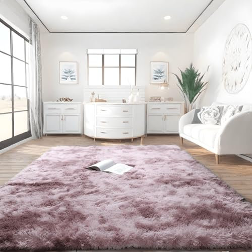 linyingdian Hochflor Teppich wohnzimmerteppich Langflor - Teppiche für Wohnzimmer flauschig Shaggy Schlafzimmer Bettvorleger Outdoor Carpet. (Pink Lila, 80×120cm)