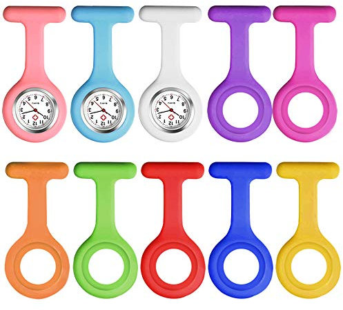 Vegena Montres Infirmière, 3 Pcs Montre Infirmière avec 10 Couvercles D'hygiène en Silicone Montre Pin-on Fob Montres De Poche Pointer Care Clip Montre pour Femmes Hommes Infirmière Médecin