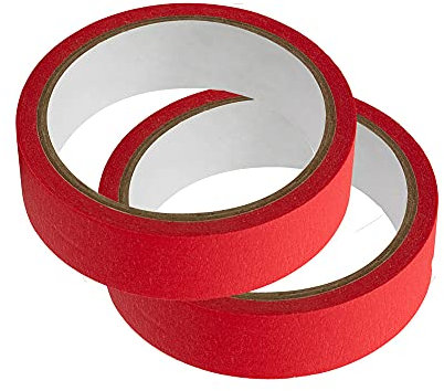 2 Rollen Abdeckband, 20 m Länge, strukturiertes Papierband, beschreibbares Malerband, Klebeband zum Malen, Basteln, Dekoration (24 mm, rot)