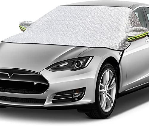 ihaspoko Auto Frontscheibenabdeckung, Windschutzscheiben-Abdeckung für EIS und Schnee 3-lagiger Schutz für Schnee, EIS, UV Frost Winddichte Sonnenschutz-Abdeckung für Autos und kompakte SUVs