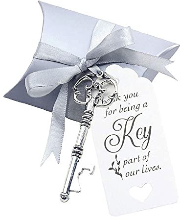 Ruspela Ouvre Bouteilles Lot de 50 décapsuleurs vintage en forme de clé pour invités avec étiquette cadeau Bar Fête Anniversaire Noël