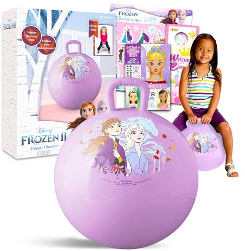 Disney Die Eiskönigin Hopper-Ball für Kinder – Paket mit 38,1 cm Frozen Hüpfball mit Elsa und Anna mit Griff plus Bonus-Aufklebern und mehr (Frozen Outdoor Spielzeug)