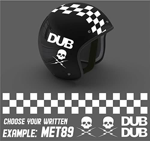 myrockshirt Motorradhelm Aufkleber Set Death Proof Checkerboard Rennstreifen Aufkleber Sticker Autoaufkler Freie Farbwahl Vinyl