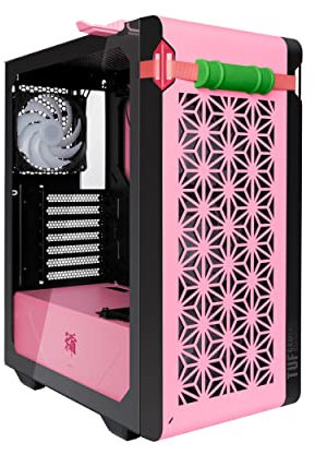 Gabinete Asus TUF GT301 NEZUKO Edición Demon Slayer, color rosa, semitorre, con panel frontal, ventiladores RBG direccionables Aura de 120 mm, colgador de auriculares y soporte para radiador de 360 mm