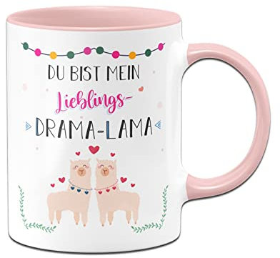 Tassenbrennerei Tasse mit Spruch Du bist mein Lieblings Drama Lama - Kaffeetasse lustig - Geschenk für beste Freundin (Rosa)