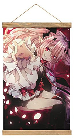 YBEL Krul Tepes Anime Scroll Poster Stoff Bild Kunst Holz DIY Rahmen Hängender Druck Aufhänger für Raumdekor Öl-Leinwand Kit Geschenk