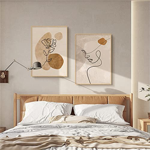 Sarah Duke 2er Abstrakt Beige Poster Set, Abstrakt Leinwandbilder Aesthetic Wandbilder, Ohne Rahmen Wandbilder, Boho Wanddeko für Wohnzimmer Schlafzimmer (50x70cm)