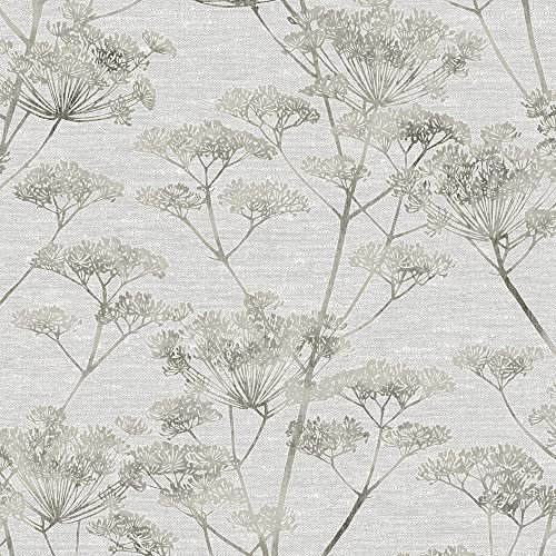Boutique Grey Serene Seedhead Floral Wallpaper | Paste The Wall | Grey Floral | Eco-Friendly