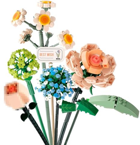 OSDUE Flower Bouquet Building, Artificial Flowers Building Blocks, Adult Kit Sets, Decorative Home Accessories for Gift, Valentine's Day Idea, Bricks Construction Set, P-WPC20230103-FBA