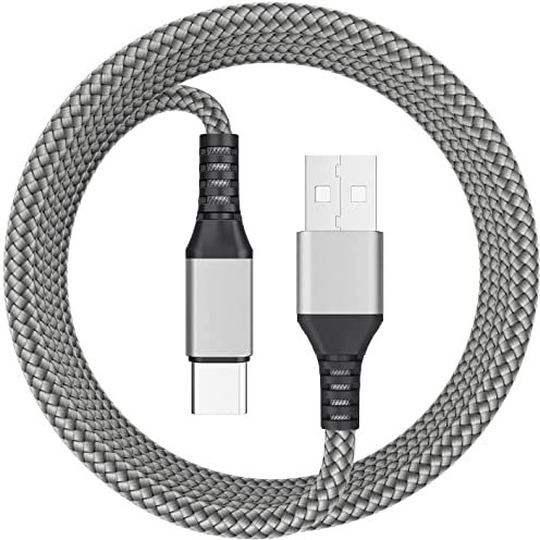Type C 3A Fast Charging Cable 1.5M Charger Cable Lead Nylon Braided Type C Cable For Samsung Galaxy S25 Plus/ S24/S23 Ultra/ A55/A35/A25/A54/A16/A15/A75/ Z Flip 6/Z Fold 6 /Pixel 9/8a (Silver)