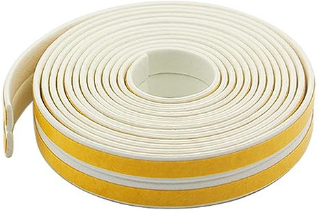 Tuokay, 20 Meter Dichtungsband, 9mm (Breite) x 2mm (Dicken) Türdichtung Selbstklebend Tür Dichtung I-Profil/L-Profil Gummidichtung für Türen, Fensterdichtung Windschutz, Lärm (Weiß)