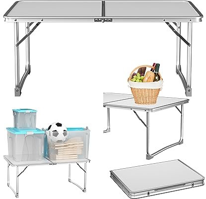Huini Campingtisch Tragbar Klapptisch Aluminium Ultra Leichte Klappbar Tisch für Camping Picknick Kochen Garten Wandern, 60x40x26cm