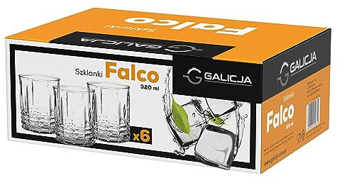 GALICJA Satz Niedrige Gläser Falco – Trinkgläser Set – Wassergläser Set – Trinkgläser Klein – Water Glasses Set Of 6 – Trinkglas Set – Wassergläser Spülmaschinenfest – 320ml 8x8x9,2cm