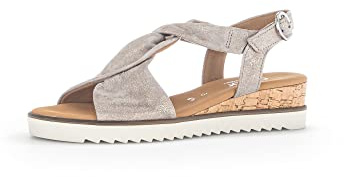 Gabor Damen Keilsandalen, Frauen Sandalen,Moderate Mehrweite (G),flach,Sommerschuhe,Freizeitschuhe,Muschel(Kork/crem),40.5 EU / 7 UK