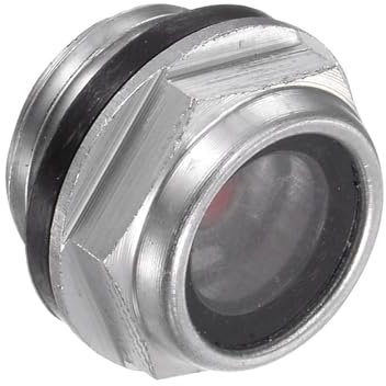 CoCud Visor de Nivel de Aceite para Compresor de Aire, | Rosca Macho M16x1.5mm | Indicador de Nivel de Líquido de Vidrio Hexagonal de Aluminio, 1 Pieza