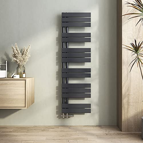 Heilmetz Termosifoni Moderni 1385x400mm Termoarredo Bagno Interasse 50 Radiatore Scaldasalviette Da Parete G1/2, Vertical, Scaldasalviette Bagno Termosifone Acciaio, Antracite