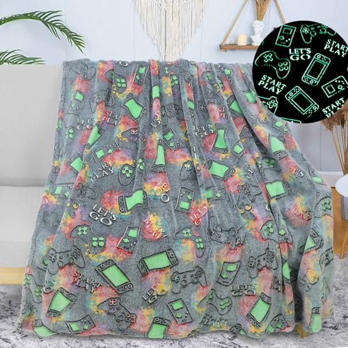 Kuscheldecke für Kinder, Decke Leuchtend Im Dunkeln Kuscheldecke Geschenke Jungs Kinder, Super Weiche und Warme Decke