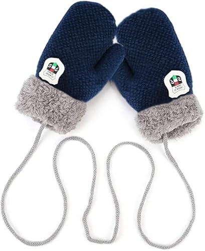 AVJERA 1-3 Jahre Baby Winter Handschuhe Kinder Gestrickte Fäustlinge Warm Verdickte Kinderhandsche Fausthandschuh mit Schnur Outdoor Weich Winterhandschuhe Skihandschuhe Handwärmer für Jungen Mädchen
