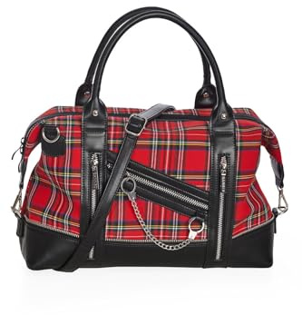 Banned Alternative Schultertasche Edwards Tartan Handschellen Zips Weekender