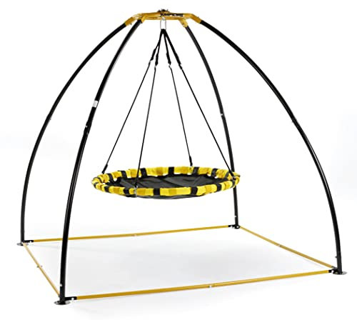 JumpKing UFO Swing Trampoline With Round/Rectangular Seat | Comfortable & Sturdy Kids Trampoline With 360° Range, EVA Foam Cushion, Great For Outdoor Fun & Relaxing, For Grass Or Hard Standing Areas