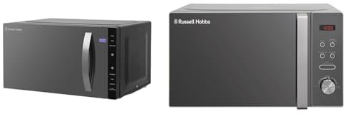 Russell Hobbs RHFM2363B 23 L 800 W Black Digital Flatbed Solo Freestanding Microwave & RHM2076S Freestanding Compact Microwave, 800 W, 20 liters, Silver