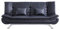 INMOZATA Faux Leather Sofa Bed 3 Seater Sofa 188cm Bed Settee Click Clack Sofabed Convertible Sofa Couch with Chrome Legs and Two Pillows Support Leg for Living Room/Guest Room/Office (Black)