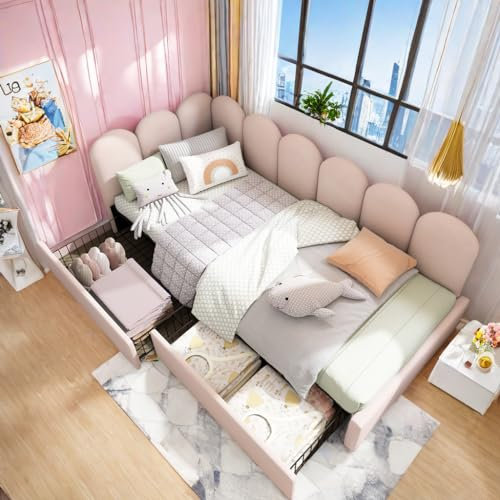 Divano letto letto matrimoniale divano letto 3 posti divano letto de cassetto, in velluto, 90 x 200 cm, con rete a doghe, letto per ragazzi e adulti, rosa (senza materasso)