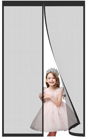 Pollenschutzgitter 45x200cm zuschneidbarer,transparenter Pollenschutz für Allergiker - für nach innen öffnende Fenster - inkl. selbstklebendem Klettband Schwarz