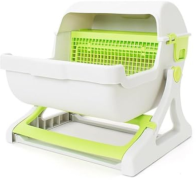 Bewinner Selbstreinigende Katzentoilette, Halbautomatisch, PP-Kunststoff, Einfache Montage, Kippeimer-Stil, Große Katzentoilette für Hauskatzen