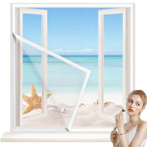Zanzara Insetto Finestra Mesh 50x155cm Bianco Window Insect Screen Net Facile Montaggio -Rete Zanzariera Alta Trasparenza, per Tutti Terrazza Porte E Finestre