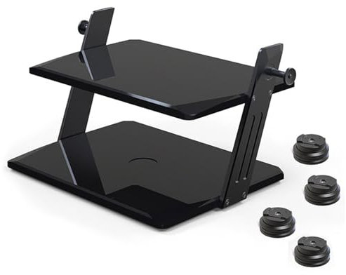 YHWKGZ Hi Fi Rack, Mini- Audio Rack Hi Fi Regal, Mit Kopfhöreraufhänger, 2-lagiger Phonoschrank aus Aluminiumlegierung, Record Player Stand mit stoßdämpfenden Füßen