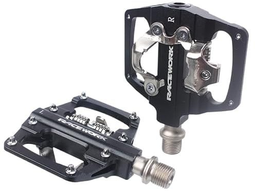 WANGZEYU MTB Pedale MTB Klickpedale Selbstsichernde CNC-Aluminiumlegierung DU-Lager Doppelte Flache Plattform Mountainbike-Fahrradpedale Fahrradpedale(Noir)
