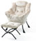SNDMOR Sessel mit Hocker, Sessel Relaxsessel mit Metallgestell, Minimalistischer Polstersessel mit Seitentaschen, Geeignet für Schlafzimmer, Wohnzimmer, Balkone, Studie（Khaki）