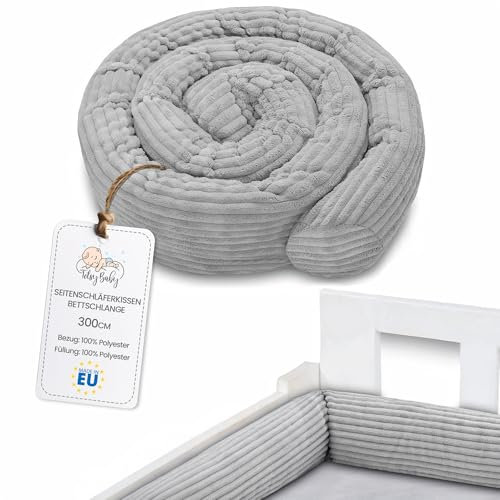 Totsy Baby Seitenschläferkissen Bettschlange Body Pillow 300 cm Lincoln - Kopfkissen lang Bettrolle Schlafkissen Nackenrolle Grau C