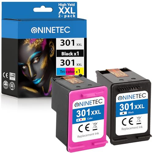 NINETEC 301 XL Schwarz und Farbe Patrone Druckerpatronen Multipack Ersatz für HP 301 Tintenpatrone für HP 301XL für DeskJet 1010 1050a 1510 2050 2540 2542 3050a Envy 4500 4504 OfficeJet 4630 4632