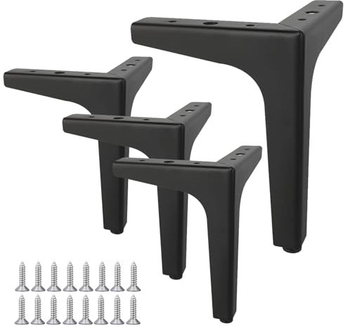 4 Stück Möbelfüße,10 cm Dreieck Tischbeine,Ersatz Sofafüße Metallfüße, für Stühle Tisch Schrank,Bett ,Schränke,Sofa,Nachttisch,TV-Schränke,Schubladen,Couch Stuhl Ottomane,Mit Schrauben(Schwarz)